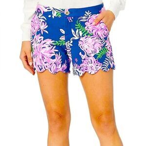 Lilly Pulitzer Knit Buttercup Shorts Ruffle Your feathers Oyster Bay Navy